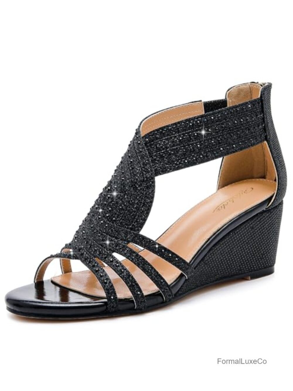 Womens Wedge Sandals Rhinestone Dressy Party Wedding Shoes